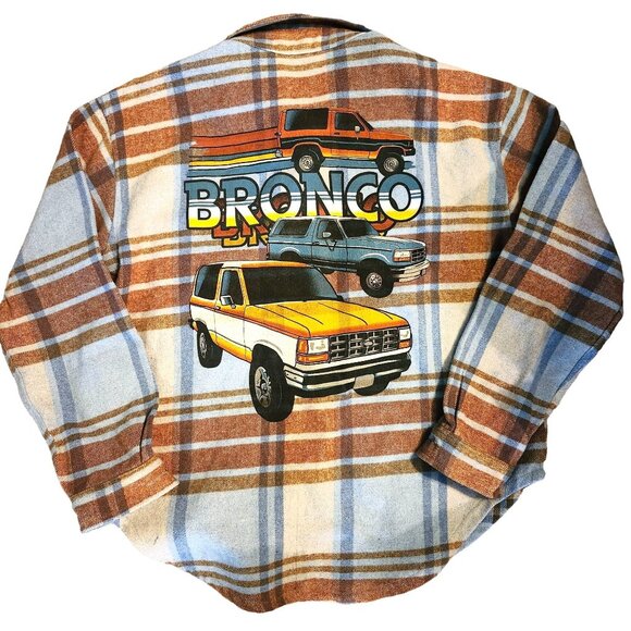 Small Ford Official Licensed Product Plaid Flannel Shirt with Bronco Truck Print - Picture 1 of 13